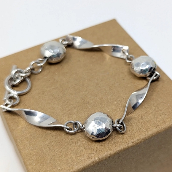 Jewelry - Sterling Silver 925 Geometric Contemporary Bracelet With Toggle Closure Vintage